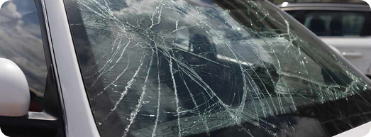 Severely cracked windshield